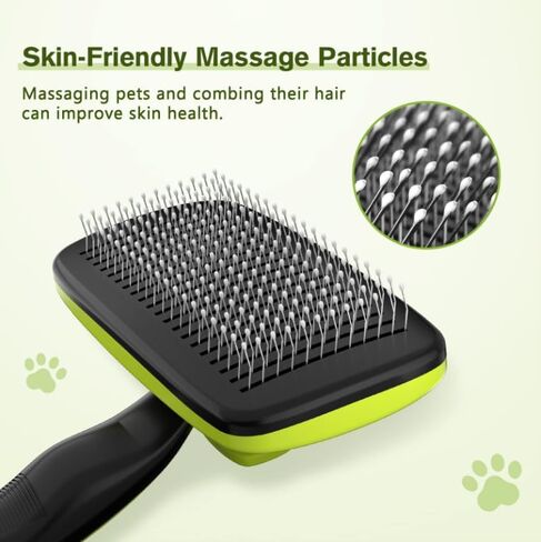 Flik'et Pet Brush for Dogs & Cats, Self Cleaning, Deshedding Grooming Tool for Long & Short Hair, Easy Hair Removal, Gentle Bristles, Ideal for Shedding, Detangling & Massage in Saudi Arabia