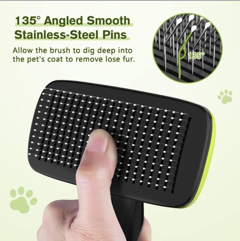 Flik'et Pet Brush for Dogs & Cats, Self Cleaning, Deshedding Grooming Tool for Long & Short Hair, Easy Hair Removal, Gentle Bristles, Ideal for Shedding, Detangling & Massage in Saudi Arabia