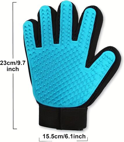 Pet Grooming Gloves for Cats and Dogs 1 Pair 2-in-1 Deshedding Brush and Massage Mitt Efficient Hair Remover Glove for Shedding and Bathing Safe for All Breeds Light Blue in Saudi Arabia
