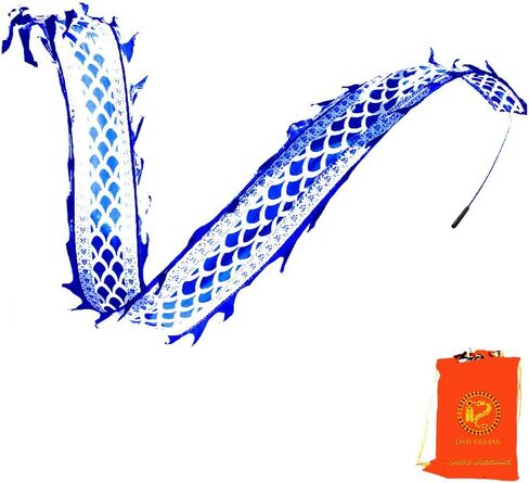 DSJUGGLING 3D حرير التنين الملون المتدفق والهز البوي - قذف شريط التدريب الحلزوني التنين مع عصي يدوية من الألياف الزجاجية + حقيبة سفر! (5 أمتار (16.4 قدمًا)، لون قوس قزح) in Kuwait