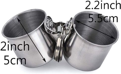 Feeding Bowl Birding Supplies Stainless Steel Parrot Feeder Pet Food Cup Bird Food Cup(Double) in Saudi Arabia