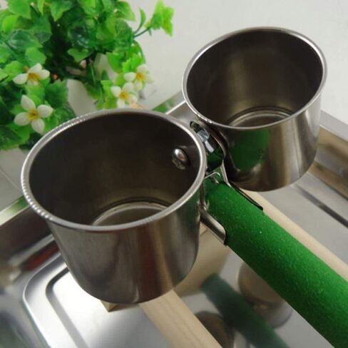 Feeding Bowl Birding Supplies Stainless Steel Parrot Feeder Pet Food Cup Bird Food Cup(Double) in Saudi Arabia
