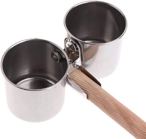 Feeding Bowl Birding Supplies Stainless Steel Parrot Feeder Pet Food Cup Bird Food Cup(Double) in Saudi Arabia