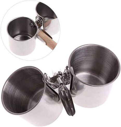 Feeding Bowl Birding Supplies Stainless Steel Parrot Feeder Pet Food Cup Bird Food Cup(Double) in Saudi Arabia
