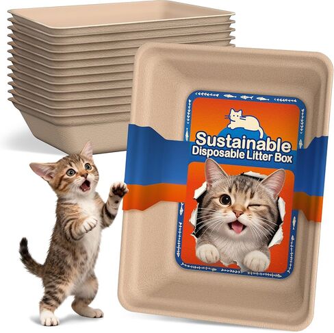 Disposable Litter Boxes for Cats 12-Pack: Leak-Proof & Odor Control Sustainable Tray for Kitty Foster Cats Indoor Travel 17.5'' x 13.6'' Litterbox Liner in Kuwait