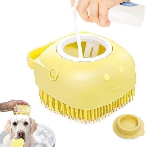Soft Silicone Pet Brush - Pet Shower Tool, Invigorating Massage & Easy Cleaning for Dogs and Cats(Yellow) in Saudi Arabia