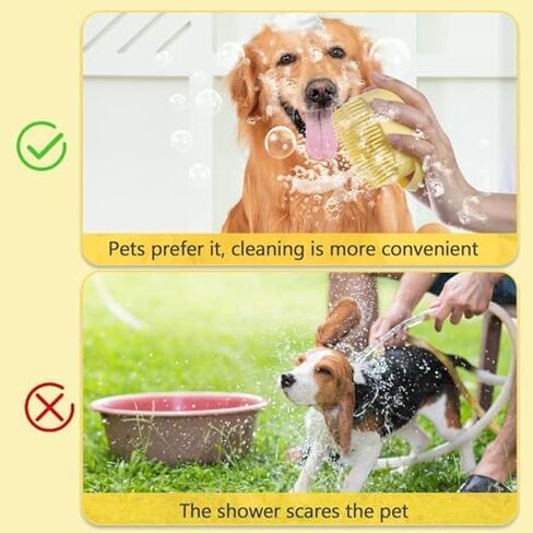 Soft Silicone Pet Brush - Pet Shower Tool, Invigorating Massage & Easy Cleaning for Dogs and Cats(Yellow) in Saudi Arabia
