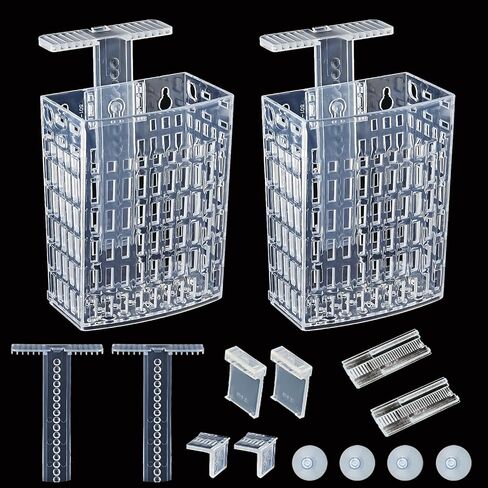 2pcs Upgraded Adjustable Aquarium Plant Holder，Fish Tank Plants Holder,Fish Tank Aquaponics Plant Cultivation and Aquarium Landscape Decoration with Hooks and Suction Cup(Transparent) in Saudi Arabia