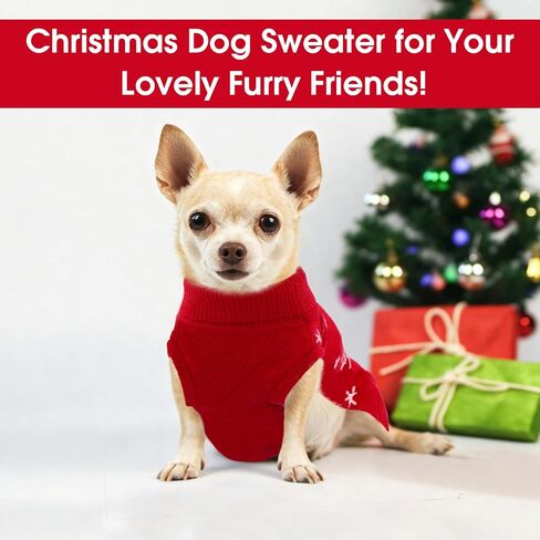 IDOMIK Christmas Dog Sweater, Snowman Dog Christmas Sweaters with Harness Hole, Turtleneck Warm Sweaters for Boy Girl Dogs, Thick Knitted Pet Sweatshirt for Fall Winter,Red,2XL in Kuwait