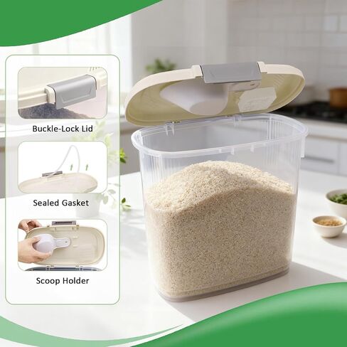 حاوية تخزين طعام الكلاب سعة 8 رطل مع مغرفة من WBKTOOL - حاوية طعام القطط محكمة الغلق - حاوية طعام الحيوانات الأليفة بقفل بإبزيم للكلاب والقطط والطيور - حاوية طعام الكلاب الجافة والحافظة الطازجة - أزرق ملكي in Kuwait