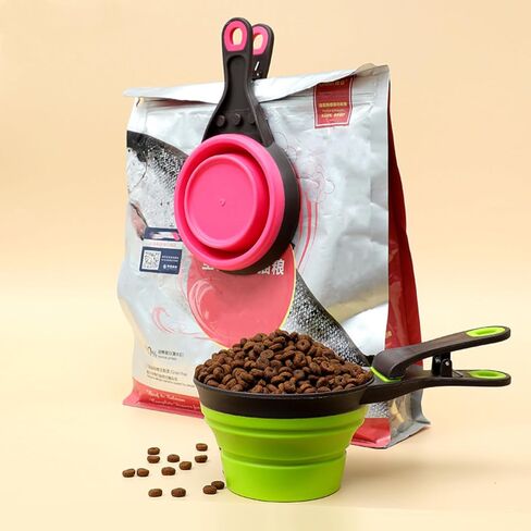 1pcs Green Dog Food Scoop & Bag Sealer Clip 2in1 - Collapsible Silicon, Dual-Purpose Measuring Spoon and Closure Clip for Dog Food Packaging, 118ml Capacity Green in Saudi Arabia