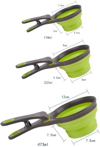 1pcs Green Dog Food Scoop & Bag Sealer Clip 2in1 - Collapsible Silicon, Dual-Purpose Measuring Spoon and Closure Clip for Dog Food Packaging, 118ml Capacity Green in Saudi Arabia