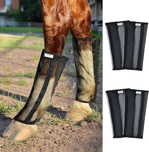 مجموعة من 4 أحذية ذبابة للخيول الشبكية، سراويل ضيقة للخيول غير قابلة للانزلاق، أحذية ذبابة فضفاضة مناسبة للخيول، أغطية ساق قابلة للتنفس وقابلة للتعديل، تقلل من الدوس والبقاء في مكانها، لا تتدلى، لا فرك in Kuwait