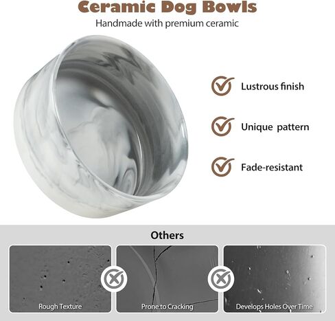 Dog Bowls Set with Wood Stand, 1.7-Cup Ceramic Puppy Bowls for Small Dogs,Weighted Food Water Bowl Set for Dog and Cat in Saudi Arabia