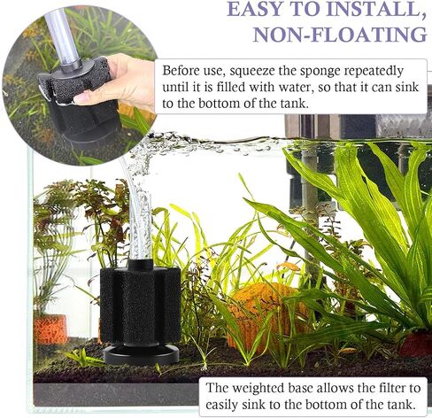 FEDOUR Aquarium Sponge Filter, Ultra Quiet Aeration Bio Sponge Filters for Breeding Fry Shrimp Betta Fish Tank, Efficient Submersible Aquarium Filter for up to 100Gallon Tank (S for up to 15gallon) in Saudi Arabia