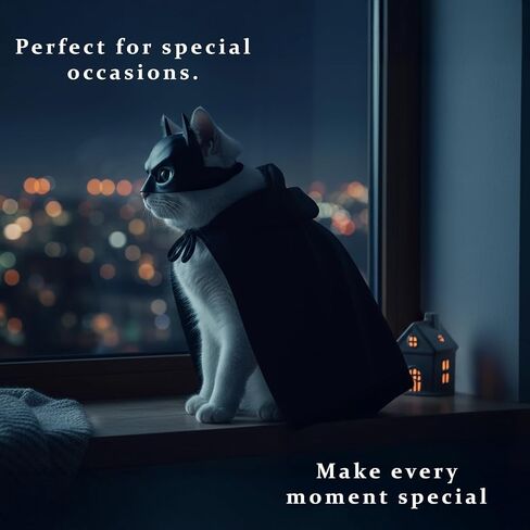 Black Bat Cat Mask and Cloak Costume for Indoor Cats, Funny Superhero Pet Outfit for Christmas, Cosplay, Parties and Photoshoots, Hooded Cape for Cats – Big Size in Saudi Arabia