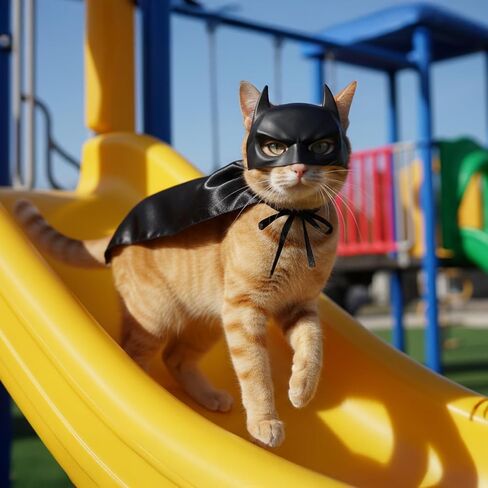 Black Bat Cat Mask and Cloak Costume for Indoor Cats, Funny Superhero Pet Outfit for Christmas, Cosplay, Parties and Photoshoots, Hooded Cape for Cats – Big Size in Saudi Arabia