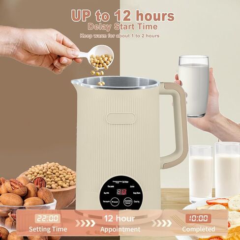 8-in-1 Automatic Soy Nut Milk Maker,40oz Soy Milk Maker for Homemade Almond,Oat,Soy Milk,Rice Paste,Complementary Food,Juice,Milk Maker Machine with Delay Start/Keep Warm/Self Clean/Boil Water in Kuwait
