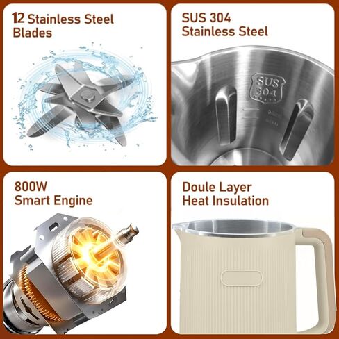 8-in-1 Automatic Soy Nut Milk Maker,40oz Soy Milk Maker for Homemade Almond,Oat,Soy Milk,Rice Paste,Complementary Food,Juice,Milk Maker Machine with Delay Start/Keep Warm/Self Clean/Boil Water in Kuwait