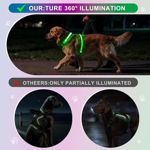 Light Up Dog Harness, LED Dog Vest Rechargeable, Glow in The Dark, Reflective (XL) in Saudi Arabia