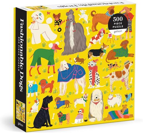Galison Boss Dogs 500 Piece Family Puzzle from Galison - Featuring Bright and Colorful Illustrations, Perfect for The Whole Family to Enjoy Together, 20" x 20", Unique Gift Idea in Kuwait
