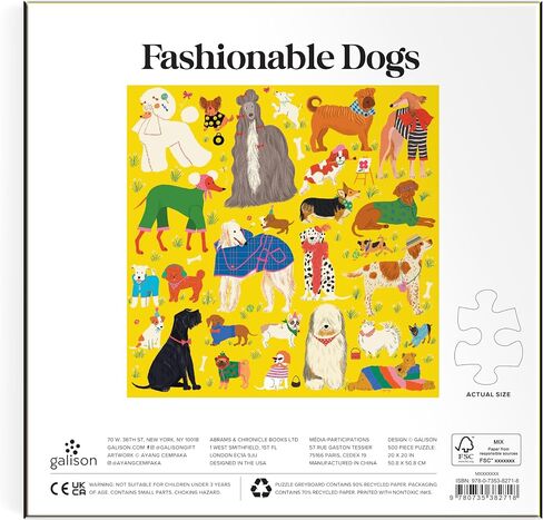 Galison Boss Dogs 500 Piece Family Puzzle from Galison - Featuring Bright and Colorful Illustrations, Perfect for The Whole Family to Enjoy Together, 20" x 20", Unique Gift Idea in Kuwait