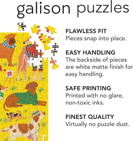 Galison Boss Dogs 500 Piece Family Puzzle from Galison - Featuring Bright and Colorful Illustrations, Perfect for The Whole Family to Enjoy Together, 20" x 20", Unique Gift Idea in Kuwait