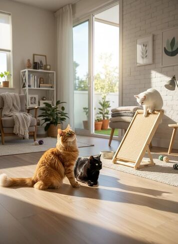 Cat Scratcher with Ramp, 22-inch Natural Sisal & Solid Wood, Tool-Free 2-Step Assembly, Stable Triangle Base for Indoor Cats (Brown) in Saudi Arabia