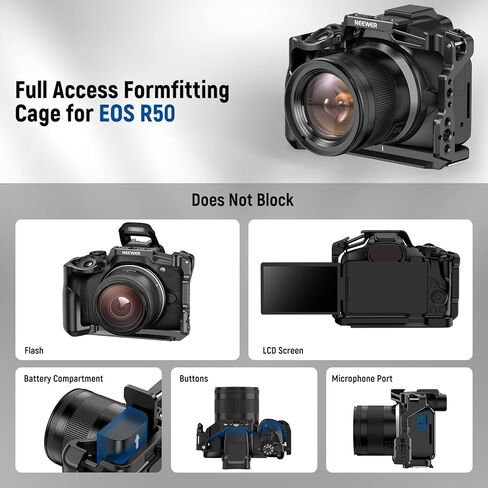 NEEWER EOS R8 Camera Cage with HDMI Cable Clamp, NATO Rail, Quick Release Arca Type Base, Anti Twist Screws, Protective Aluminum Video Rig Compatible with Canon R8 DJI RS 2 RSC 2 RS 3 Pro, CA039 in Kuwait