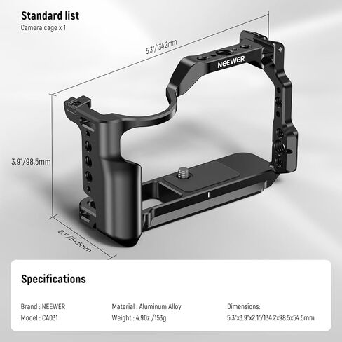 NEEWER EOS R8 Camera Cage with HDMI Cable Clamp, NATO Rail, Quick Release Arca Type Base, Anti Twist Screws, Protective Aluminum Video Rig Compatible with Canon R8 DJI RS 2 RSC 2 RS 3 Pro, CA039 in Kuwait