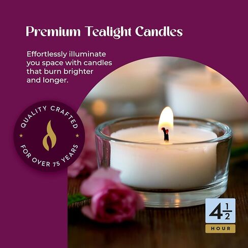 شموع Lerner Clear Tea Lights كبيرة - 4.5 ساعة كوب شفاف Tealight 50 عبوة - حرق نظيف متسق بدون رائحة - شموع العطلات، الزفاف، المنتجعات الصحية، الطوارئ وديكور المنزل in Saudi Arabia