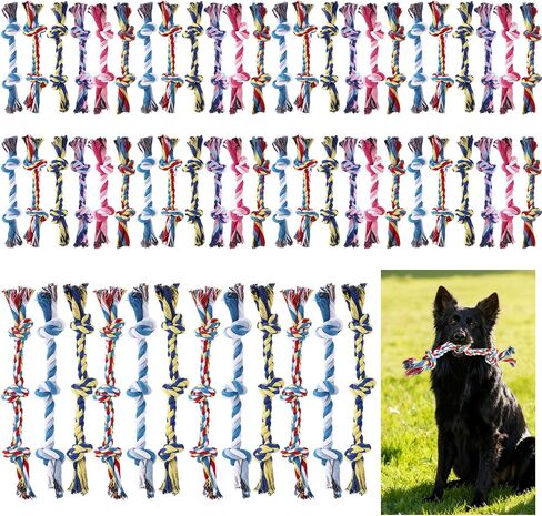 60 Pcs Knot Rope Dog Toys Multi Color Puppy Chew Toy for Dental Dog Teething Toys 48Pcs 2 Knot and 12Pcs 3 Knot Dog Tug Set for Small and Medium Dogs Aggressive Chewers Supplies in Saudi Arabia