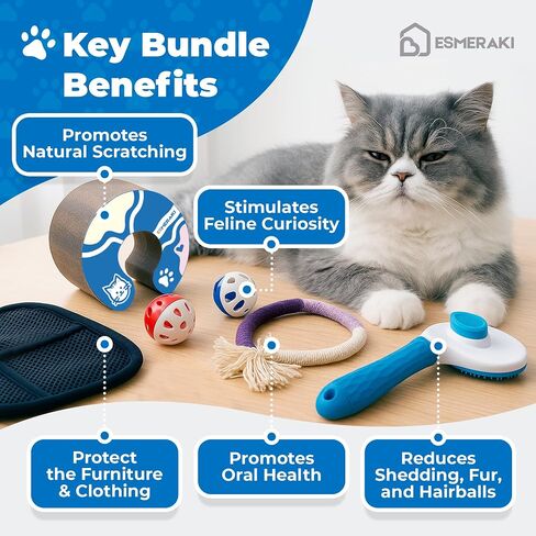 Kitty Kurlz Cat Scratcher Bundle for Kittens & Active Cats - Twisty Paws Reversible Infinity Kitty Curls Interactive Scratching Board, Stress-Relieving Cat Toy with Pet Hair Removal Glove & More in Saudi Arabia