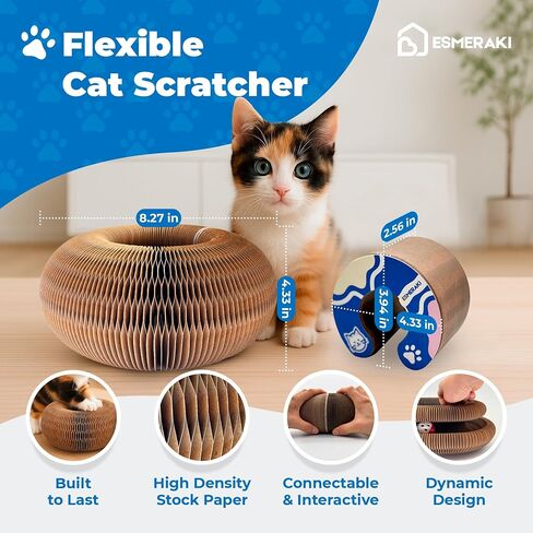 Kitty Kurlz Cat Scratcher Bundle for Kittens & Active Cats - Twisty Paws Reversible Infinity Kitty Curls Interactive Scratching Board, Stress-Relieving Cat Toy with Pet Hair Removal Glove & More in Saudi Arabia