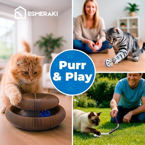 Kitty Kurlz Cat Scratcher Bundle for Kittens & Active Cats - Twisty Paws Reversible Infinity Kitty Curls Interactive Scratching Board, Stress-Relieving Cat Toy with Pet Hair Removal Glove & More in Saudi Arabia