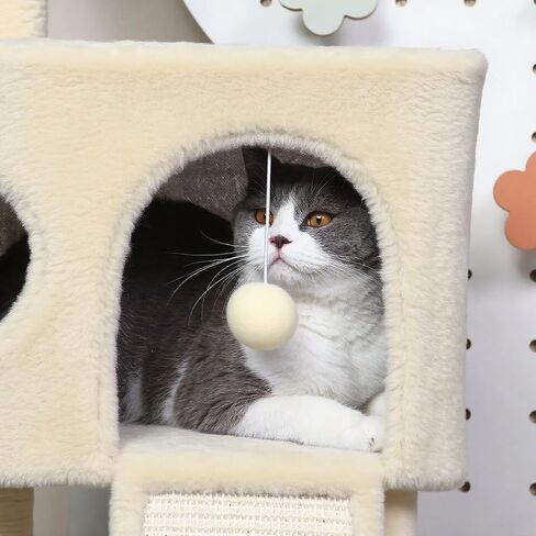 41″ Cat Tree for Indoor Cats Furniture, Cat Tower with Scratching Board and Save Space, Modern Activity House for Large Cats, Condo with Ball Toys, Kittens Cave, Cat's nest, Light Grey in Saudi Arabia