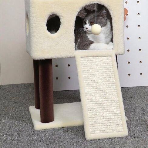 41″ Cat Tree for Indoor Cats Furniture, Cat Tower with Scratching Board and Save Space, Modern Activity House for Large Cats, Condo with Ball Toys, Kittens Cave, Cat's nest, Light Grey in Saudi Arabia
