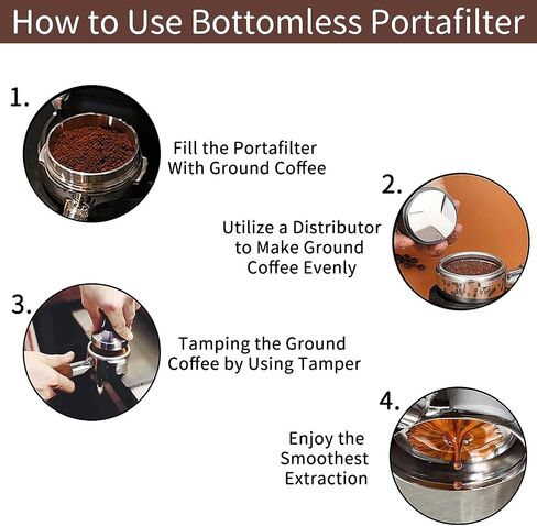 فلتر القهوة العاري بدون قاع مقاس 54 مم، متوافق مع فلتر القهوة Breville Barista BES 870/878/880 البديل من Breville بدون قاع، يتضمن سلة فلتر وفرشاة in Saudi Arabia