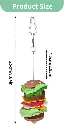 Bird Toys & Bird Perch, Bird Wooden Block Chewing Toy Parrot Foraging & Puzzle Toys Bird Cage Accessories for Conures Parakeets Cockatiels Lovebirds African Grey Macaws (Burger FruitFork) in Saudi Arabia
