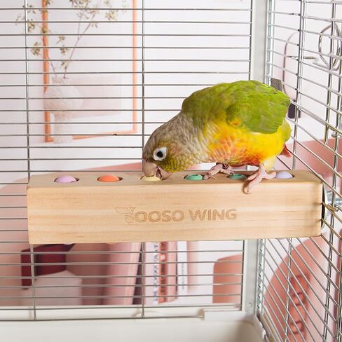 Bird Toys & Bird Perch, Bird Wooden Block Chewing Toy Parrot Foraging & Puzzle Toys Bird Cage Accessories for Conures Parakeets Cockatiels Lovebirds African Grey Macaws (Burger FruitFork) in Saudi Arabia