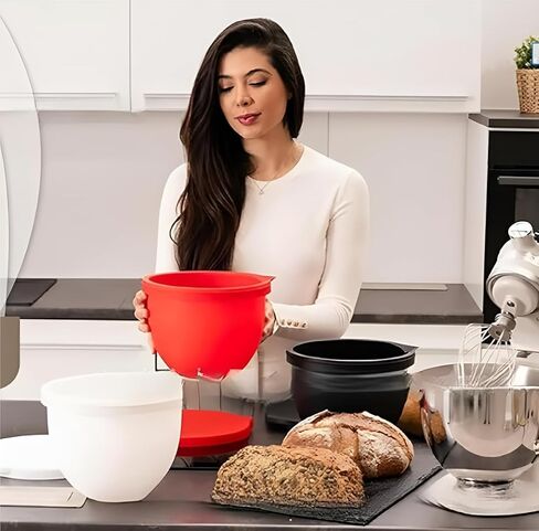 بطانات سيليكون من Mixaid متوافقة مع خلاطات Kitchenaid Tilt-Head 5Qt، أوعية بطانة من السيليكون مع ملحقات ملحقات خلاط الأغطية، حاوية تخزين المطبخ/العجين/أوعية خلاطات بديلة (3 قطع) in Kuwait