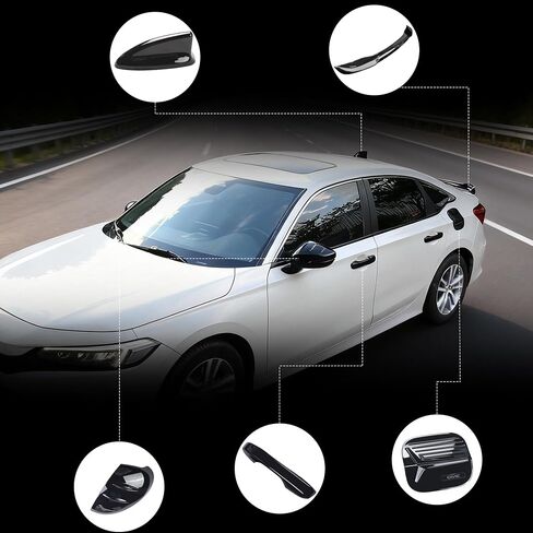 غطاء هوائي زعانف القرش لـ Honda 11th Civic Extrid Decoration Cover Cover Cover Cover مع 2022 2023 2024 2025 Civic (Black Glossy) in Kuwait