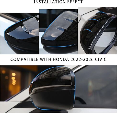 غطاء هوائي زعانف القرش لـ Honda 11th Civic Extrid Decoration Cover Cover Cover Cover مع 2022 2023 2024 2025 Civic (Black Glossy) in Kuwait