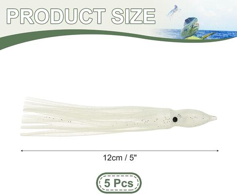 Fishing Squid Skirts Glow Soft Plastic Trolling Lures Fit for Bass Trout Salmon Saltwater Fishing Bait in Saudi Arabia