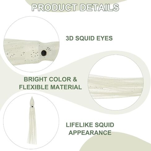 Fishing Squid Skirts Glow Soft Plastic Trolling Lures Fit for Bass Trout Salmon Saltwater Fishing Bait in Saudi Arabia