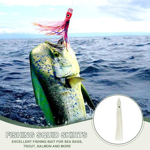 Fishing Squid Skirts Glow Soft Plastic Trolling Lures Fit for Bass Trout Salmon Saltwater Fishing Bait in Saudi Arabia