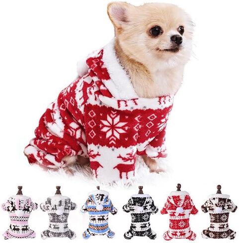 ملابس سترة عيد الميلاد للكلاب، بيجامات ناعمة دافئة للشتاء، ملابس من الفلانيل للكلاب الصغيرة، حفلات عطلات الحيوانات الأليفة، سترات صوفية للقطط والكلاب والأولاد والبنات in Kuwait