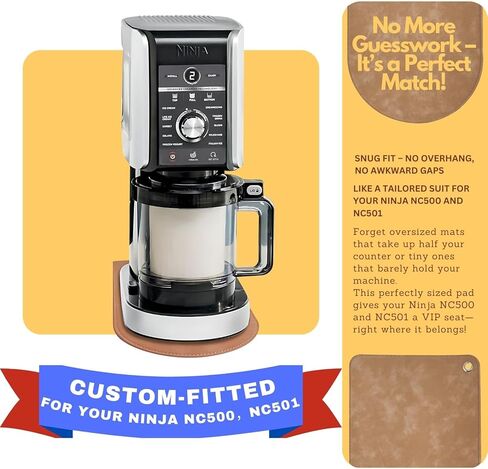 حصيرة منزلقة لصانعة الآيس كريم والحلوى المجمدة Ninja NC501/NC500 CREAMi - واقي سطح الطاولة من جلد البولي يوريثان مع قاعدة مضادة للانزلاق، حركة سهلة في الماكينة وحماية من الخدوش (بيج الجمل، قطعة واحدة) in Kuwait