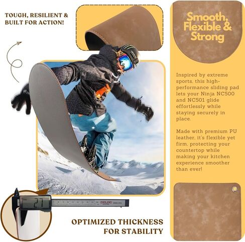 حصيرة منزلقة لصانعة الآيس كريم والحلوى المجمدة Ninja NC501/NC500 CREAMi - واقي سطح الطاولة من جلد البولي يوريثان مع قاعدة مضادة للانزلاق، حركة سهلة في الماكينة وحماية من الخدوش (بيج الجمل، قطعة واحدة) in Kuwait