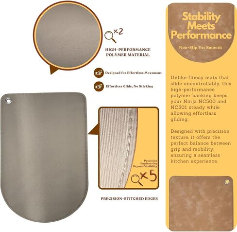 حصيرة منزلقة لصانعة الآيس كريم والحلوى المجمدة Ninja NC501/NC500 CREAMi - واقي سطح الطاولة من جلد البولي يوريثان مع قاعدة مضادة للانزلاق، حركة سهلة في الماكينة وحماية من الخدوش (بيج الجمل، قطعة واحدة) in Kuwait